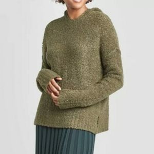 Women's Casual Fit V-Neck Hooded Sweater - A New D